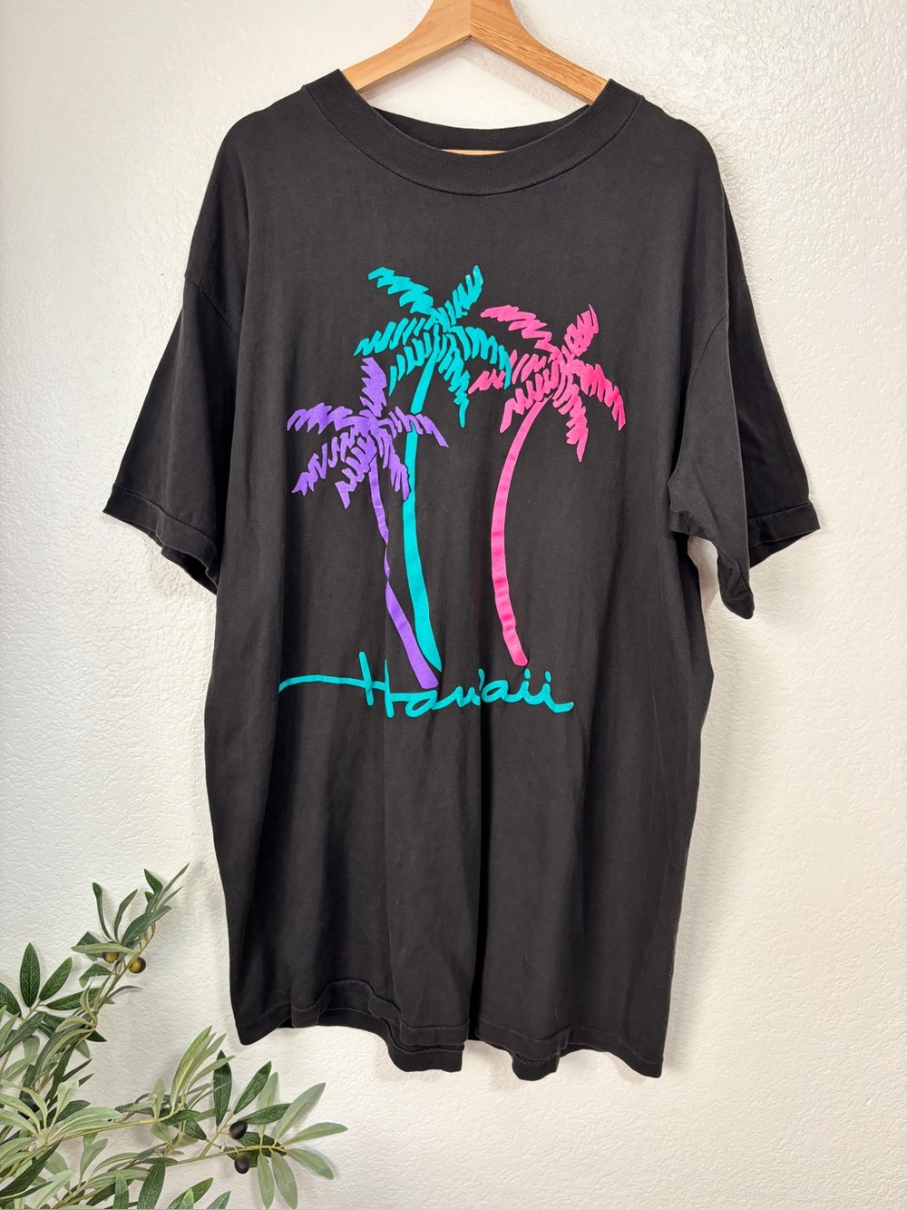 Vintage Poly Tees Single Stitch 80s Hawaii Palm Trees Graphic Tee Size XXXL